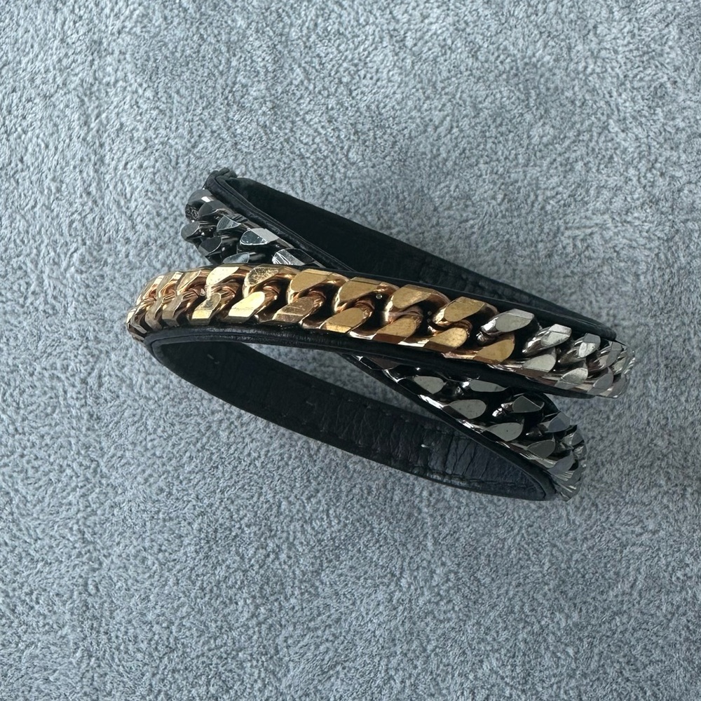 VITA FEDE leather Rose gold/white chain wrap bracelet